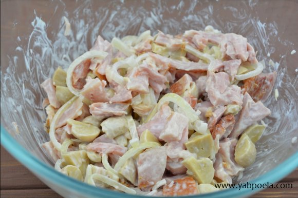 Грибной салат с опятами и копченой курицей – пошаговый рецепт приготовления с фото